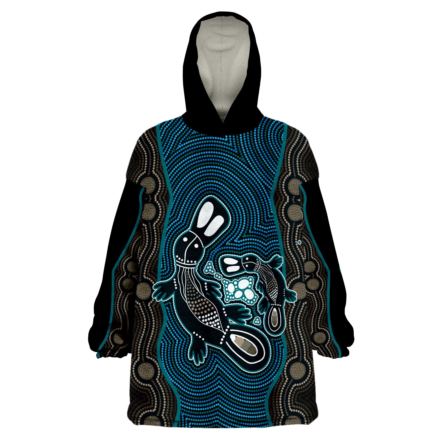 custom-personalised-aboriginal-dot-platypus-victory-version-blue-wearable-blanket-hoodie