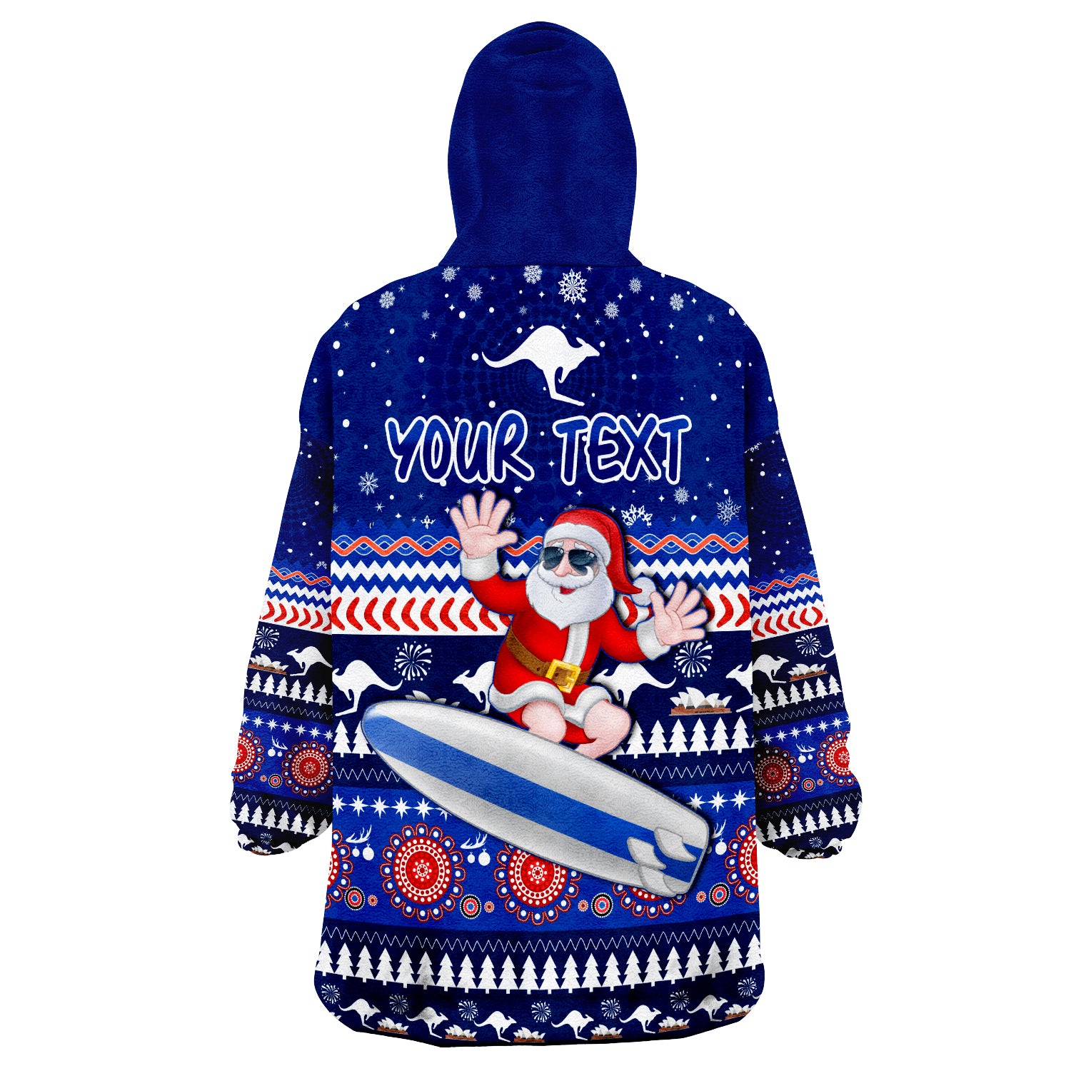 custom-personalised-australia-christmas-aussie-aboriginal-santa-claus-is-surfing-with-kangaroo-wearable-blanket-hoodie