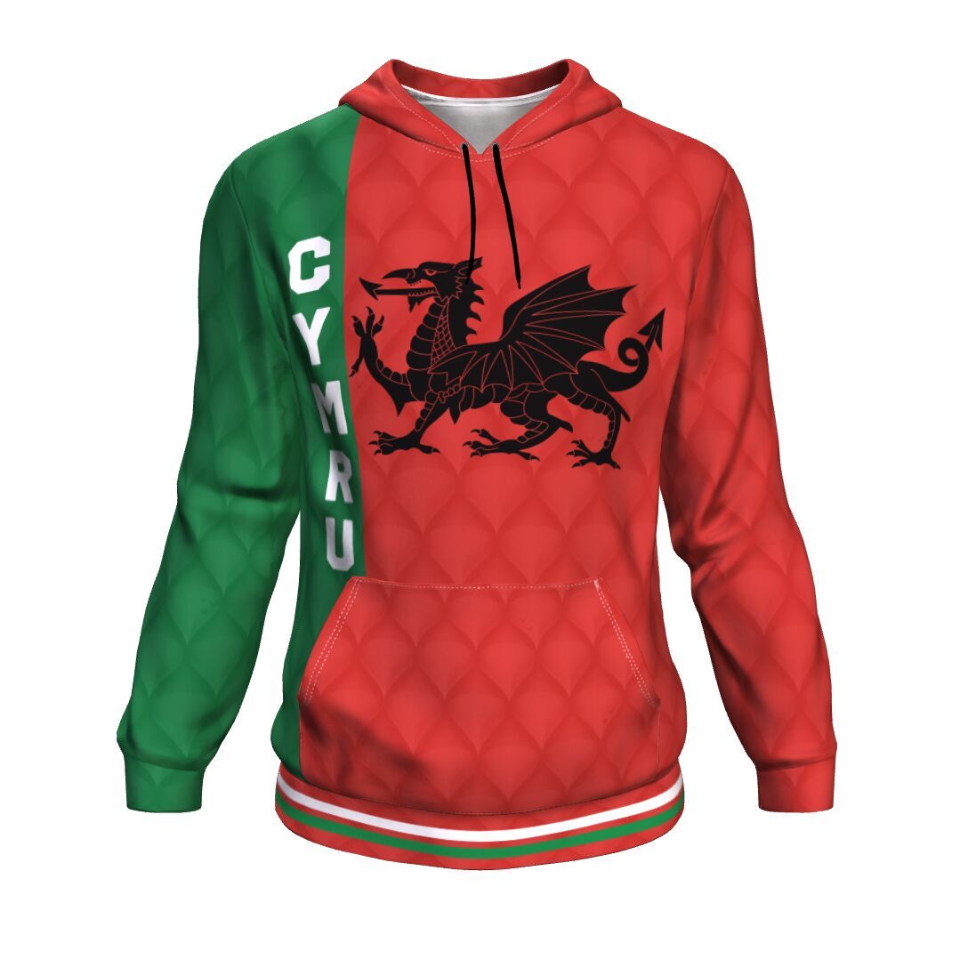 Wales Hoodie Rugby Dragon Scale