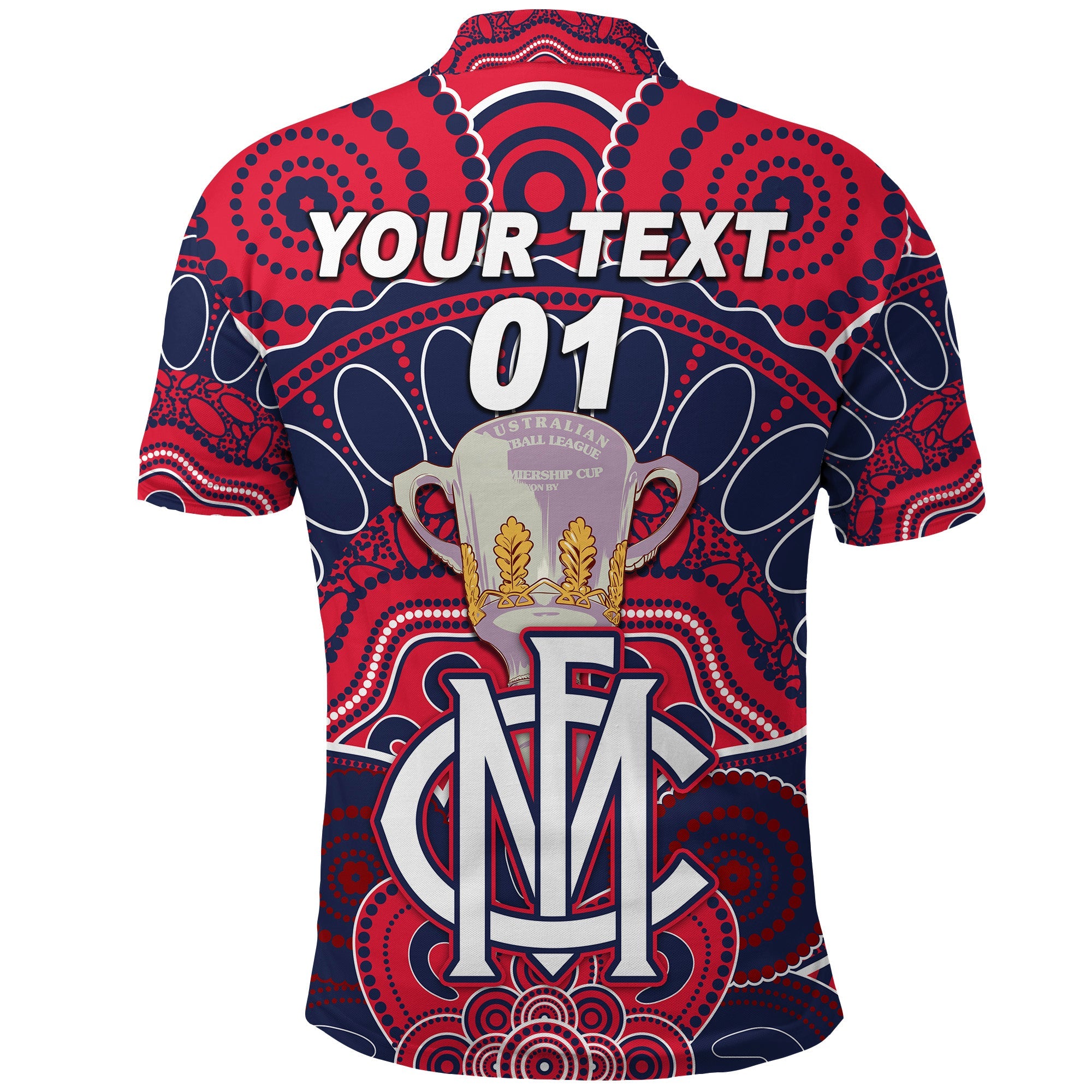 custom-personalised-melbourne-demons-indigenous-polo-shirt-football-2021-premiers-trophy-custom-text-and-number