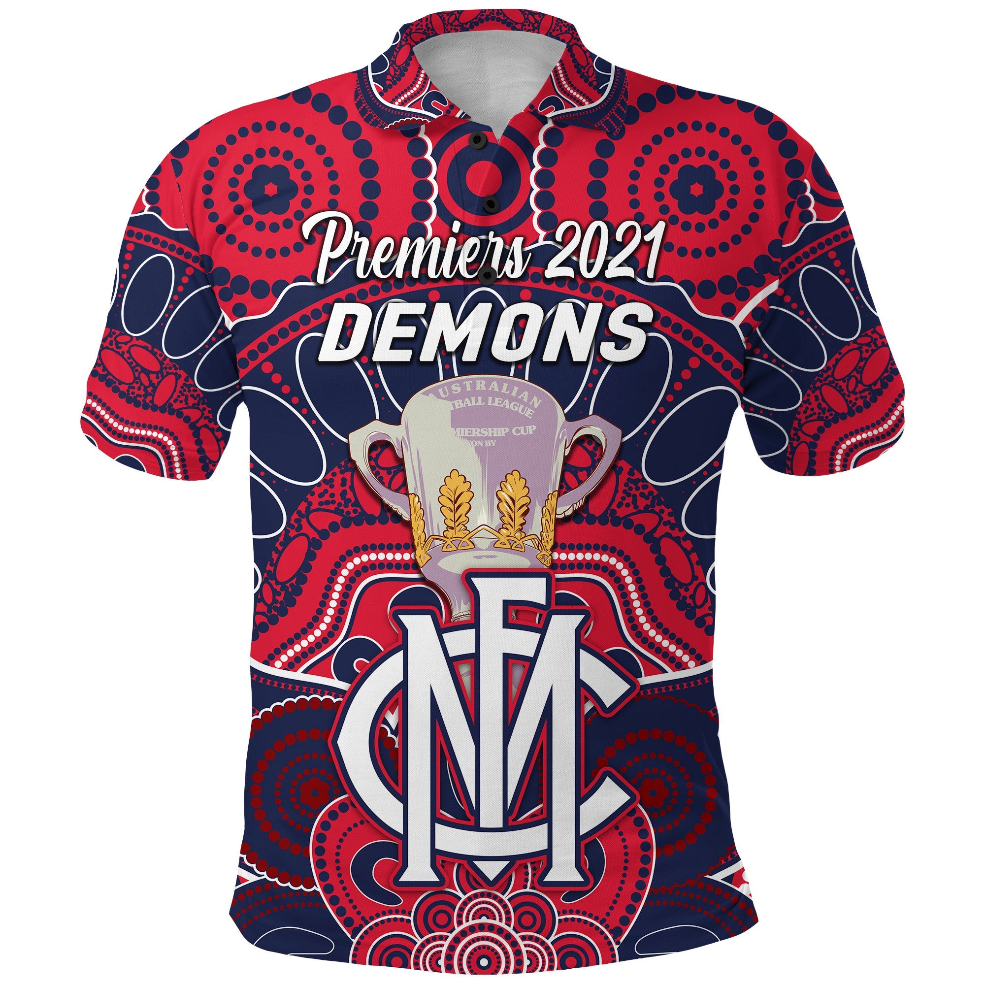 melbourne-demons-indigenous-polo-shirt-football-2021-premiers-trophy