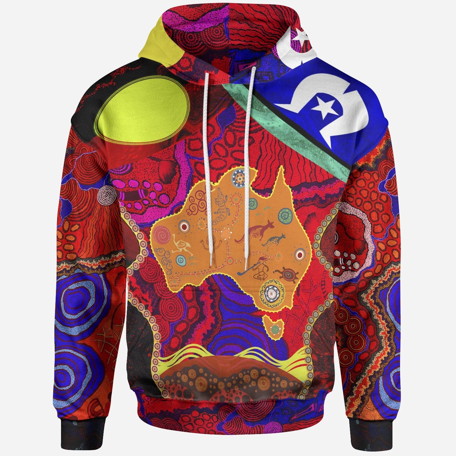 hoodie-aboriginal-red-color-dot-pattern-naidoc-week-unisex