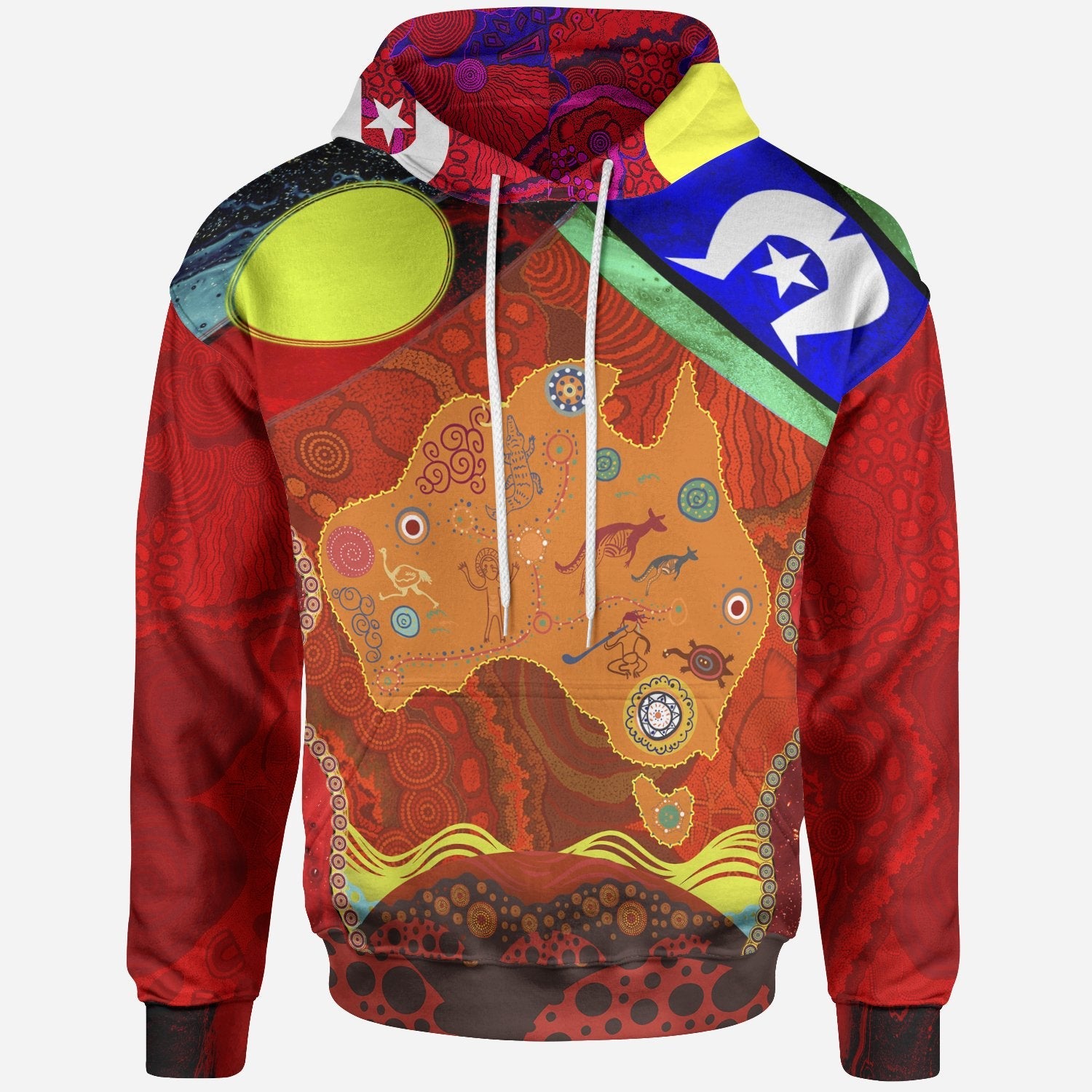 hoodie-aboriginal-red-dot-pattern-naidoc-week-unisex