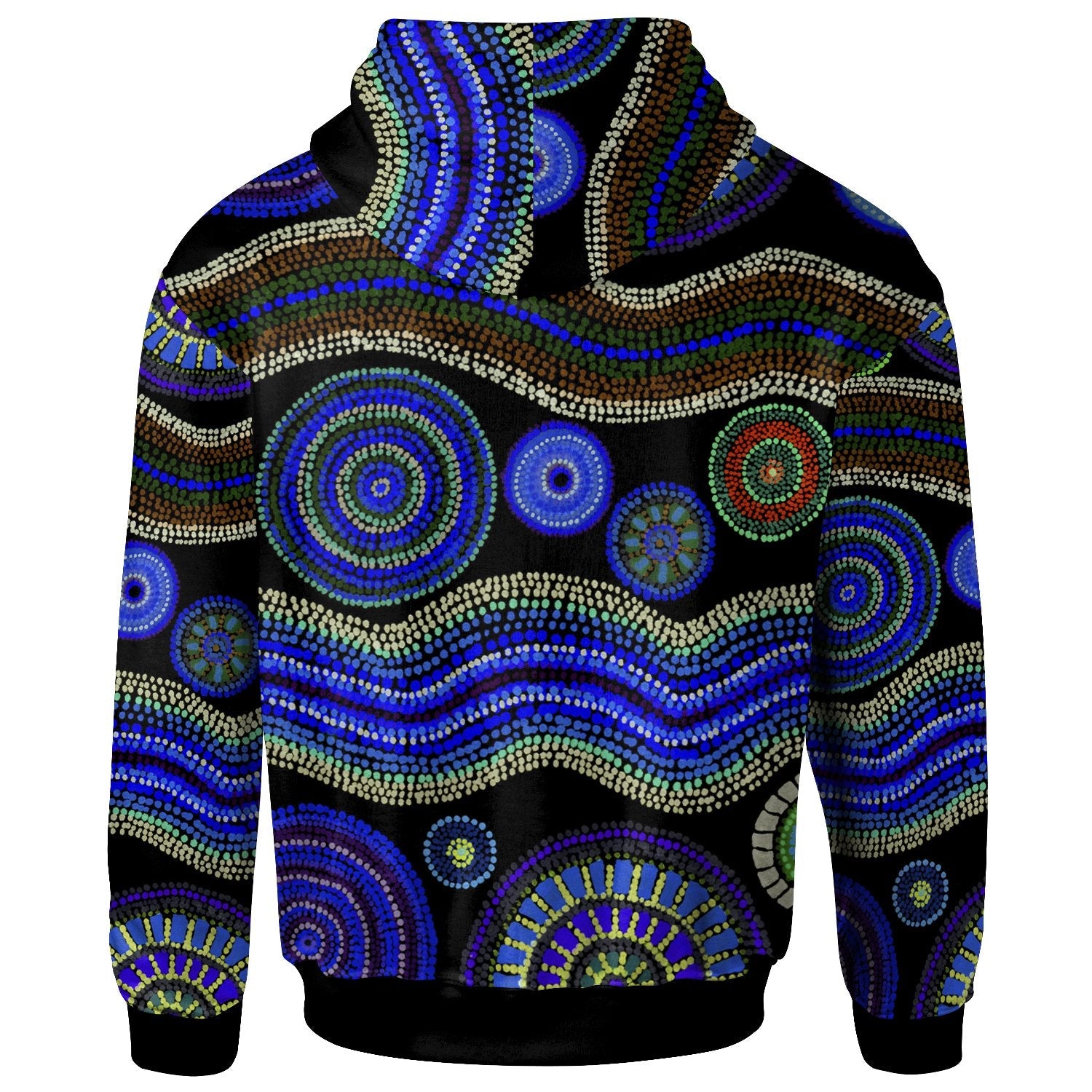 Zip Hoodie  - Aboriginal Dot Unique Style Blue