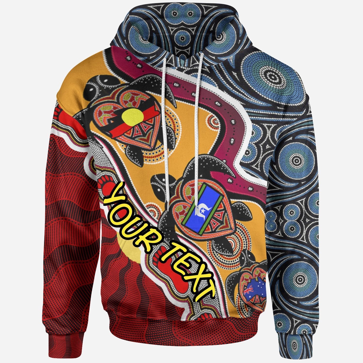 [Custom] Hoodie - Australia Aboriginal Dots With Turtle and NAIDOC Flags