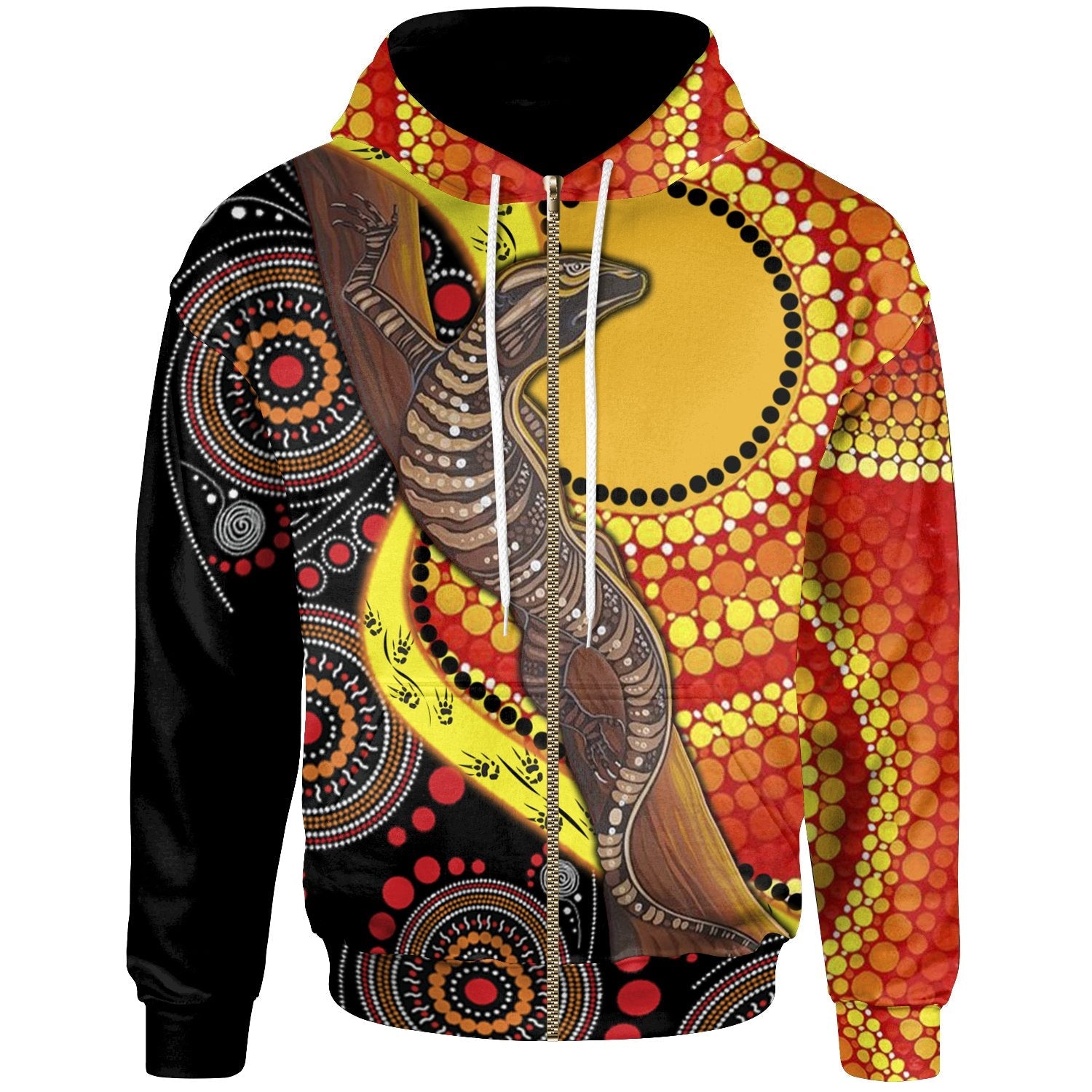 zip-up-hoodie-australian-aboriginal-dot-painting-sun-and-lizard