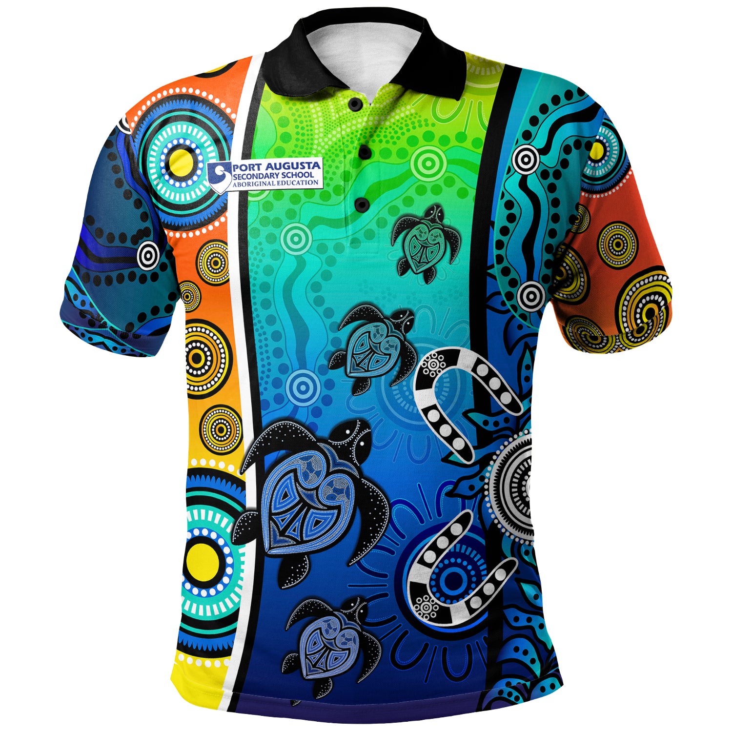 [Port Augusta] Australia Aboriginal Inspired Polo Shirt - Boomerang With Dot Painting