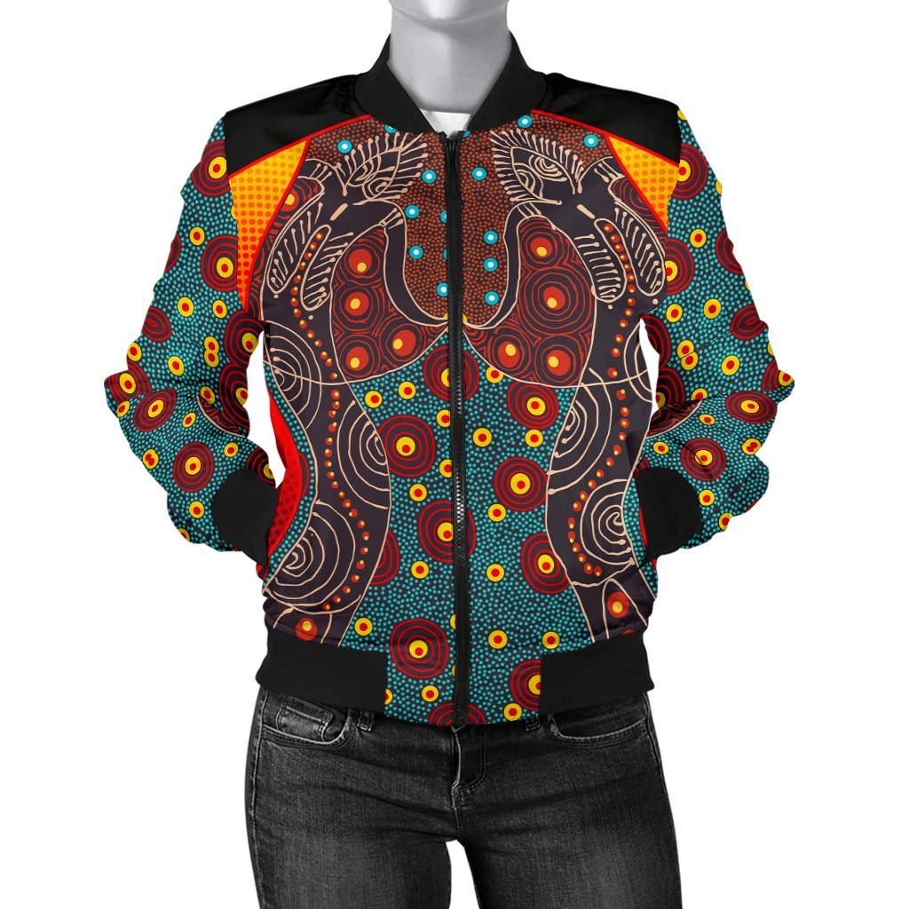 womens-bomber-jacket-aboriginal-sublimation-dot-pattern-style-red