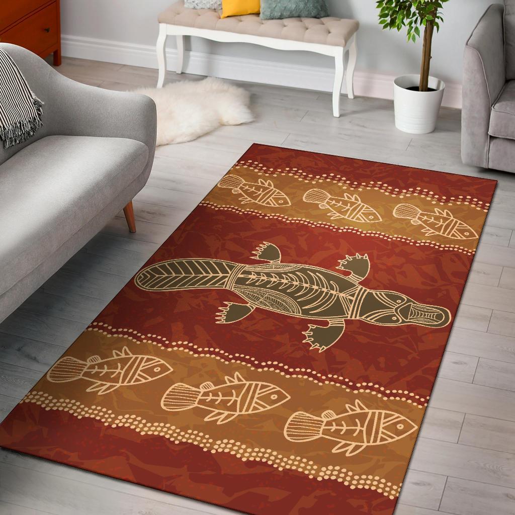 area-rug-aboriginal-dot-art-painting-with-platypus-and-fish