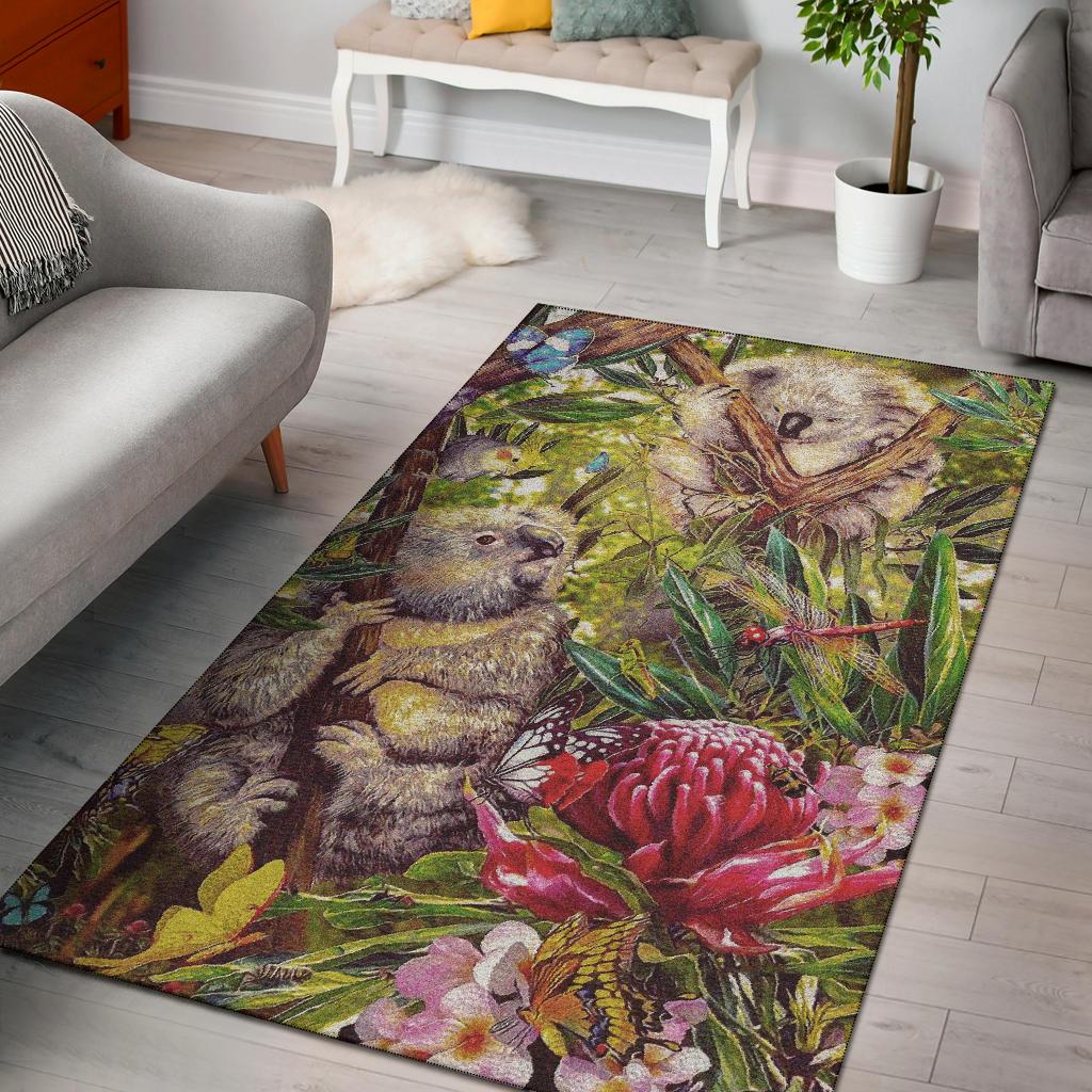 koala-area-rug-3d-koala-with-waratah-flower-rug