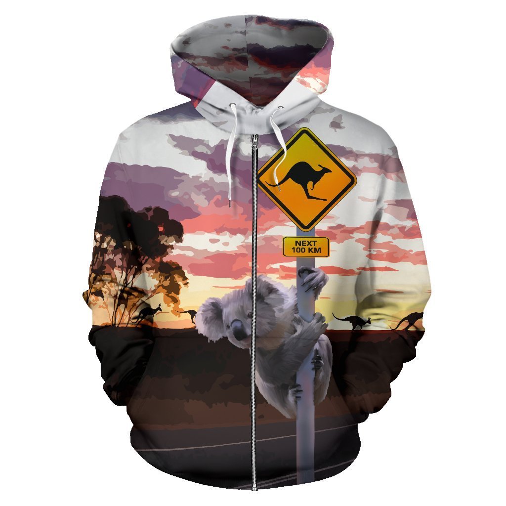 zip-up-hoodie-koala-hoodie-kangaroo-sign-sunset-unisex