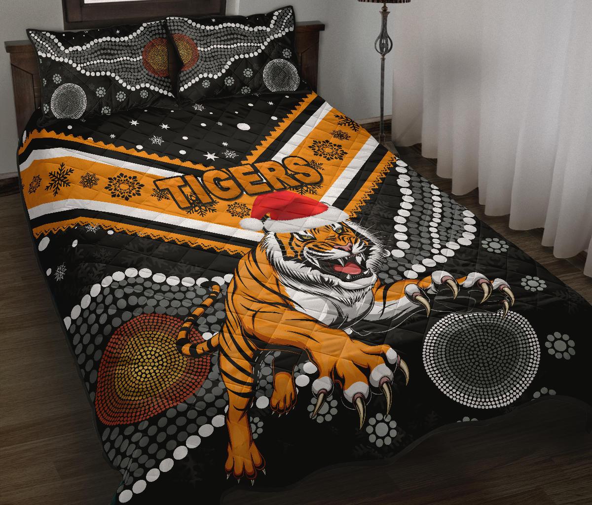 wests-christmas-quilt-bed-set-tigers-indigenous