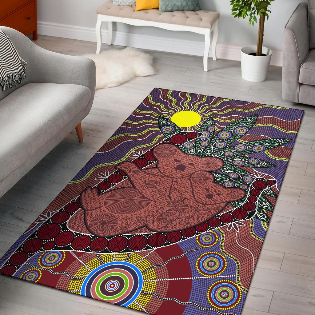 aboriginal-area-rug-koala-sun-dot-painting-circle-patterns