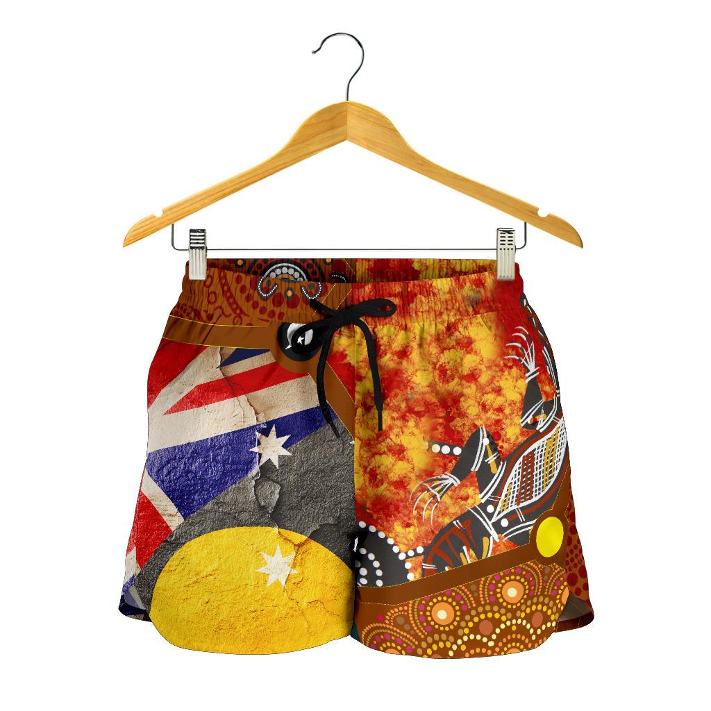 Women's Shorts - Aboriginal Dot Painting & Flags, Crocodile - Vibe Hoodie