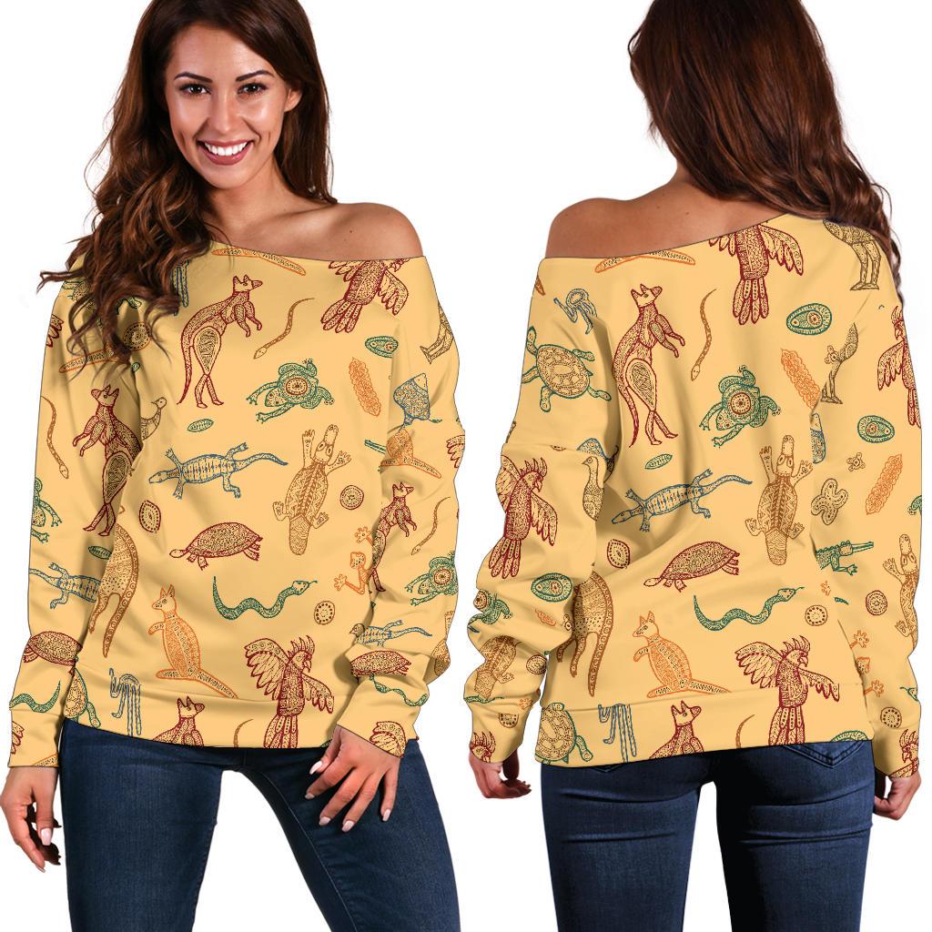 Womens Off Shoulder Sweater - Australian Animals Sweater - Vibe Hoodie