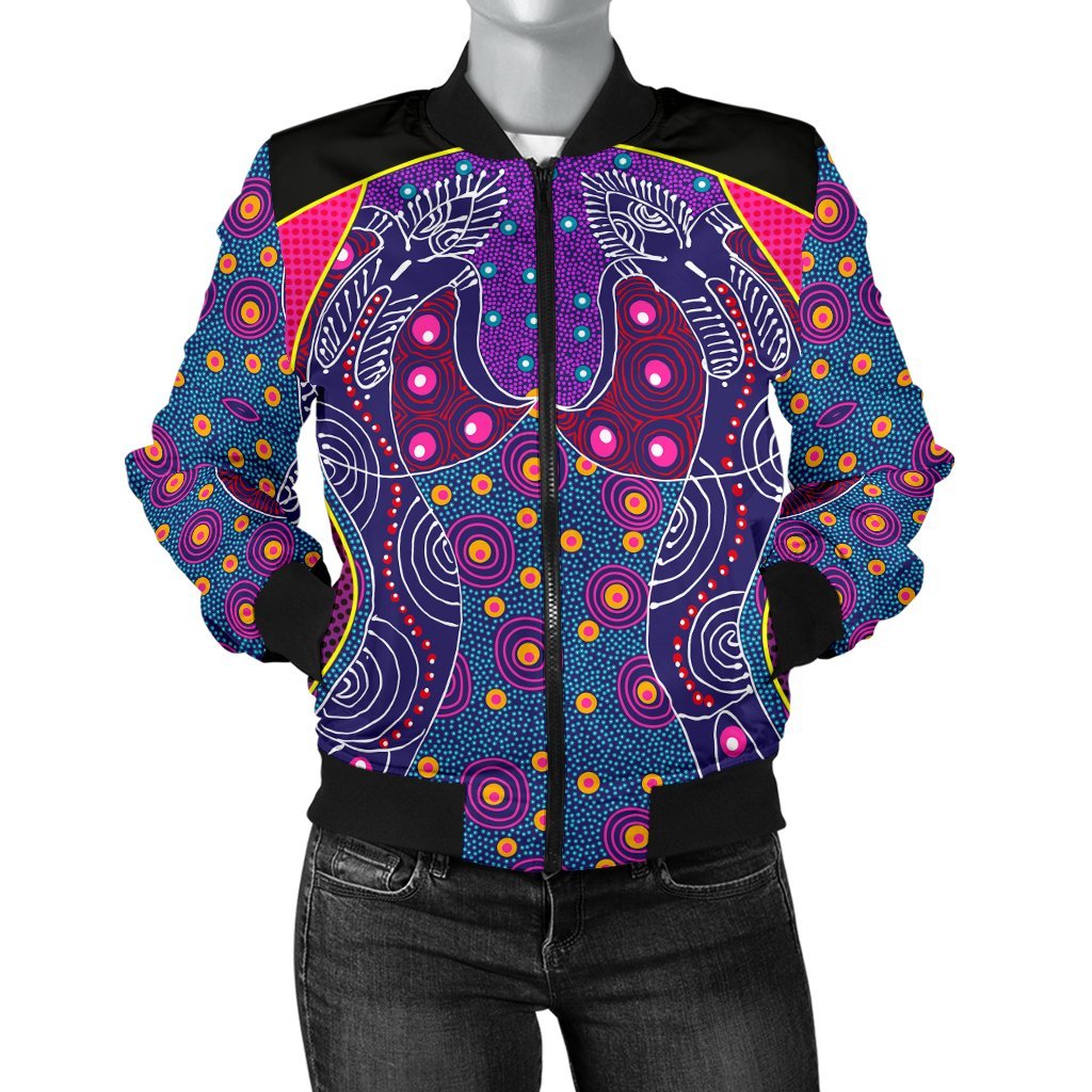 womens-bomber-jacket-aboriginal-sublimation-dot-pattern-style-violet