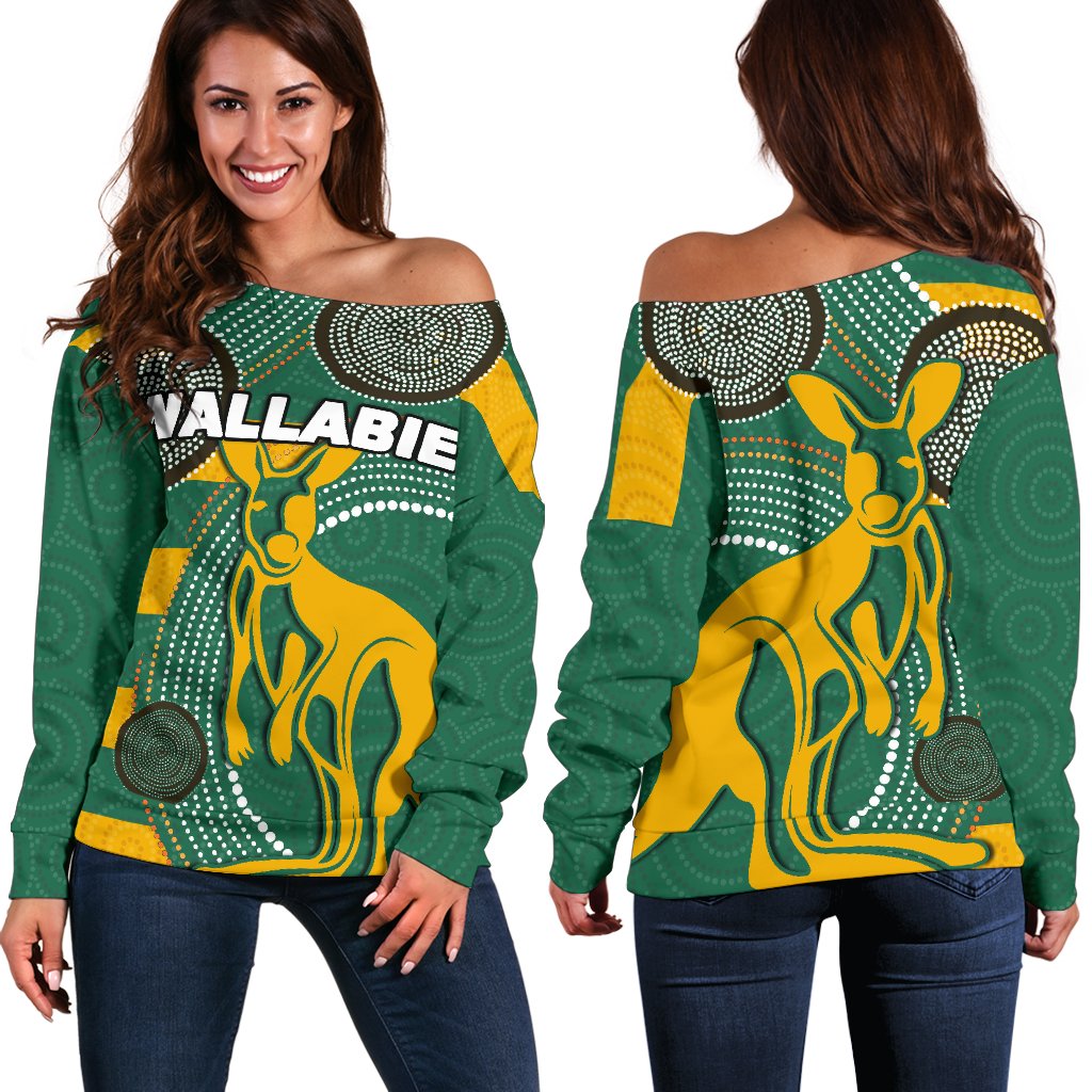 Wallabies Women'S Off Shoulder Sweater Aboriginal - Vibe Hoodie