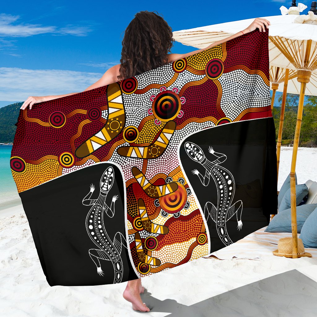 aboriginal-sarong-dot-painting-lizard-boomerang-sarong