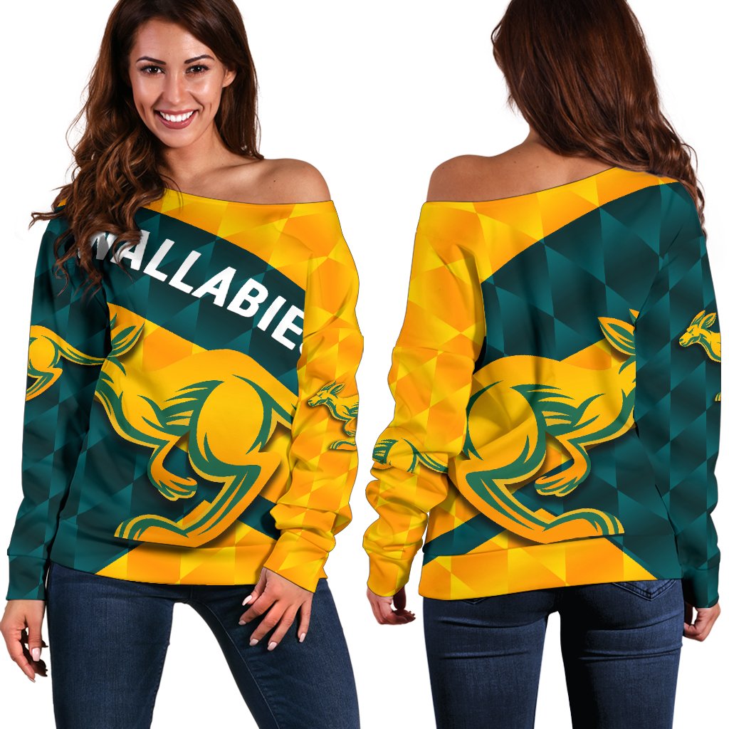 Wallabies Women Off Shoulder Sweater Sporty Style - Vibe Hoodie