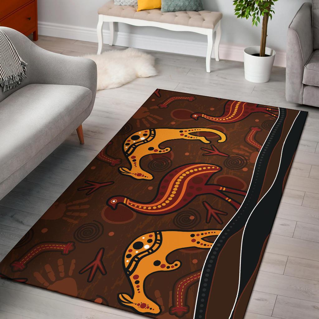 aboriginal-area-rug-indigenous-kangaroo-and-emu-brown-color