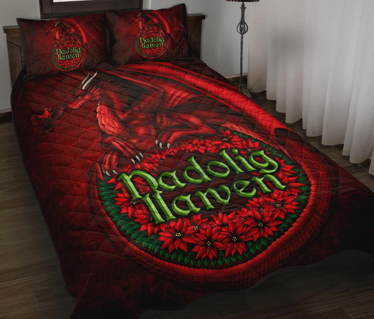 wales-quilt-bed-set-christmas-dragon