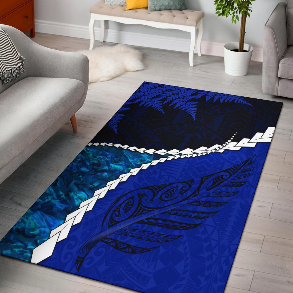 paua-shell-maori-silver-fern-area-rug-cobalt