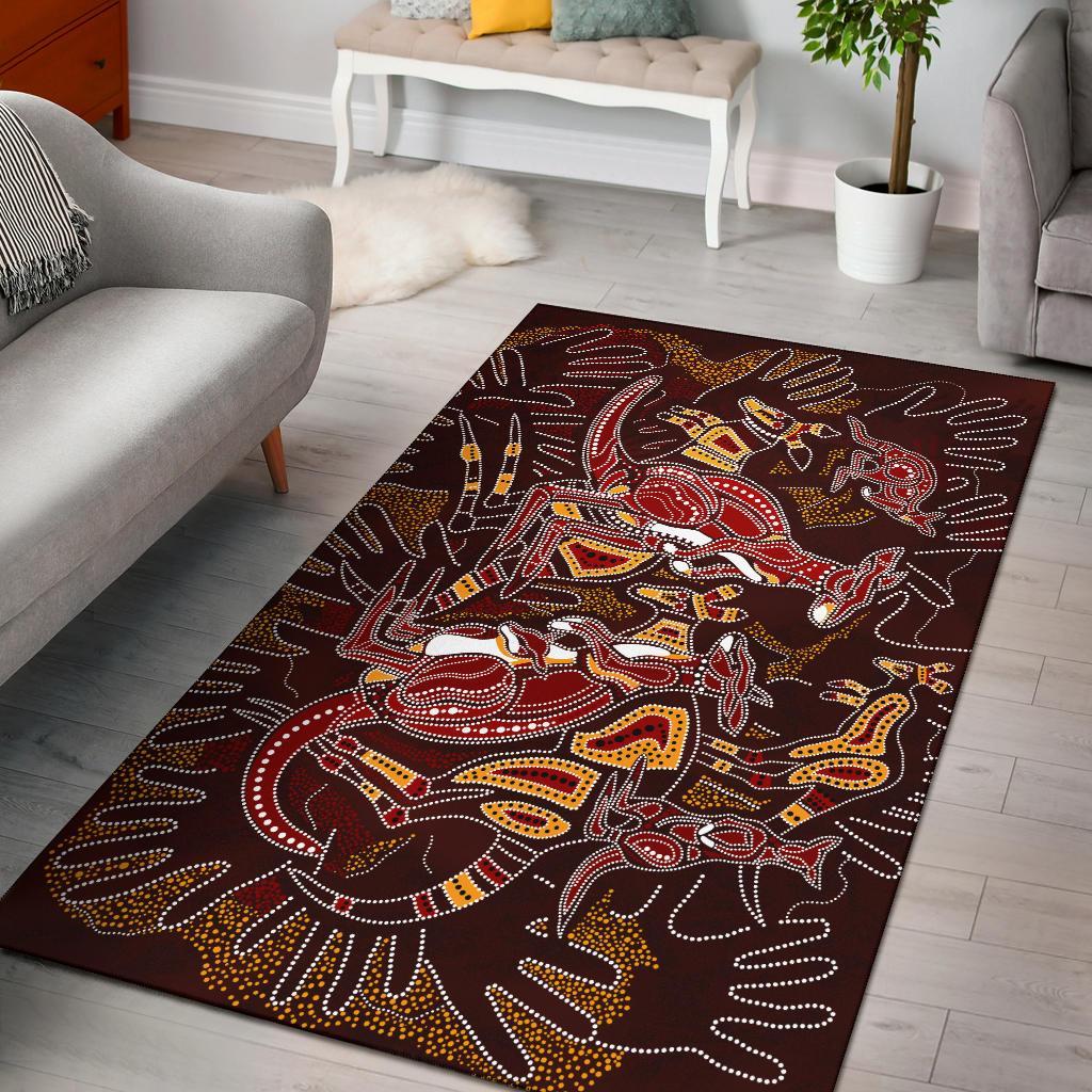 aboriginal-area-rug-kangaroo-family-with-hand-art