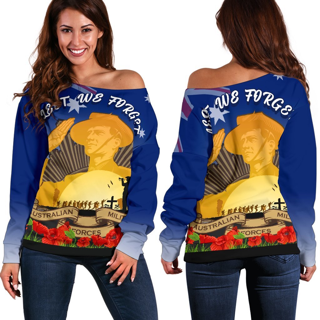 Women's Off Shoulder Sweater - Australia Anzac Day 2020 And Soldiers - Vibe Hoodie