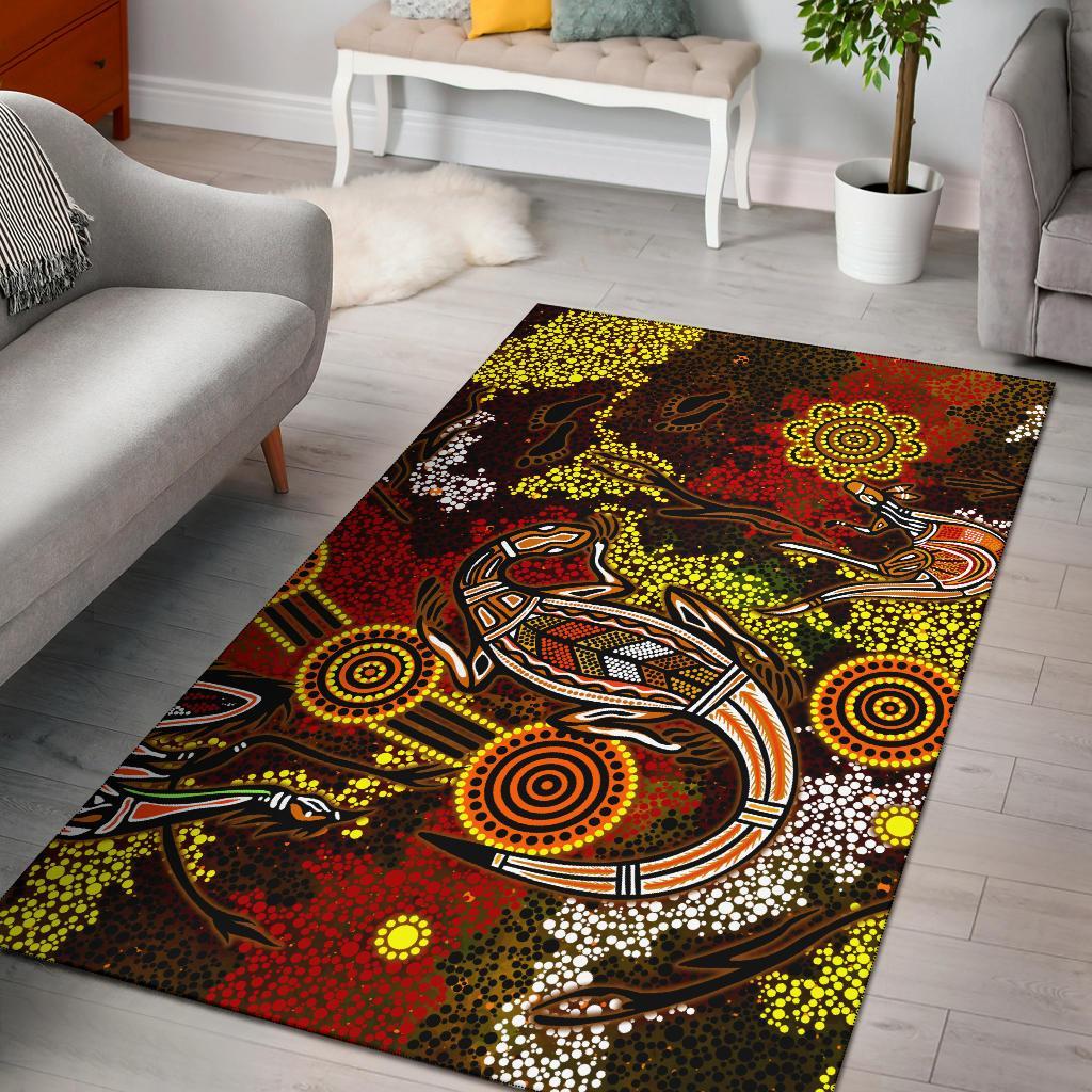 aboriginal-area-rug-kangaroo-and-lizard-dot-painting-art