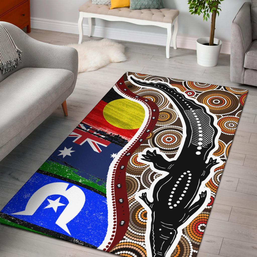 area-rug-australian-aboriginal-crocodile-with-naidoc-flags