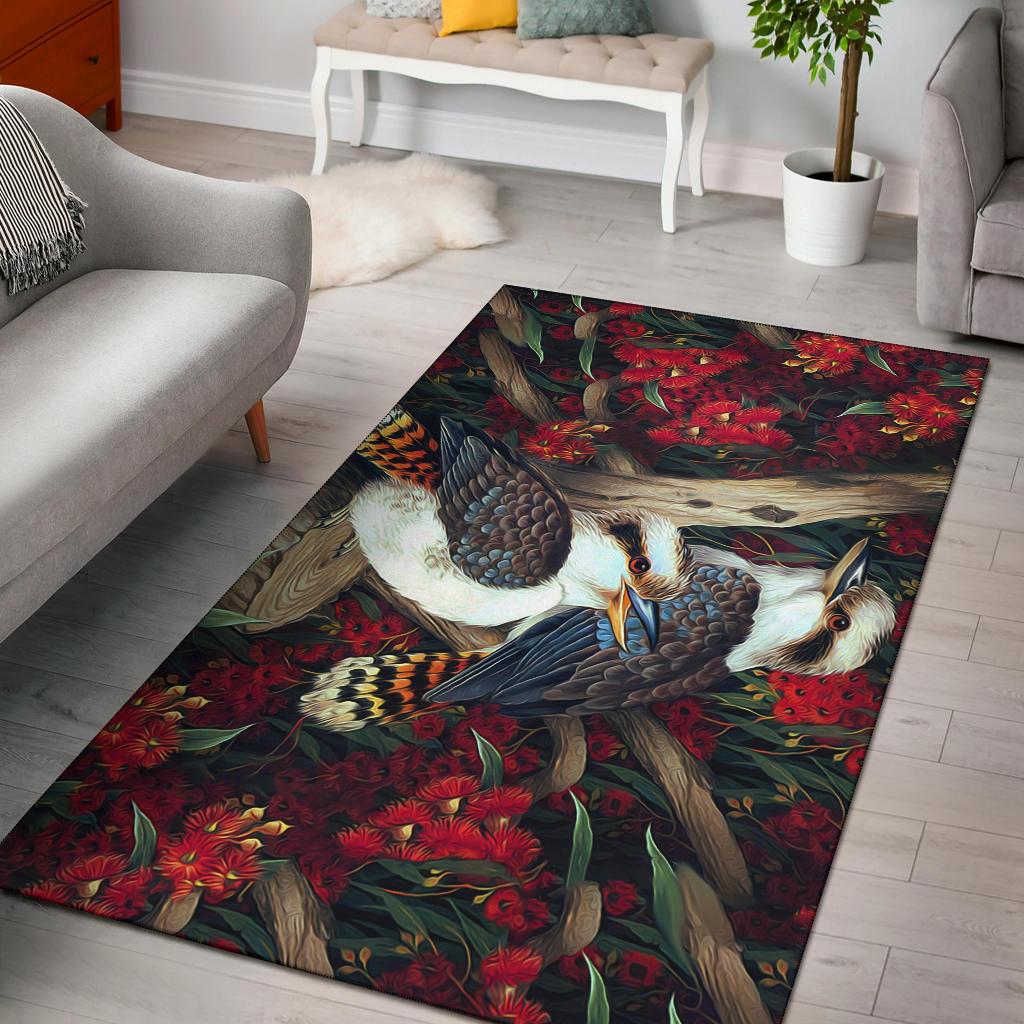 area-rug-kookaburra-rug-waratah-flowers-painting