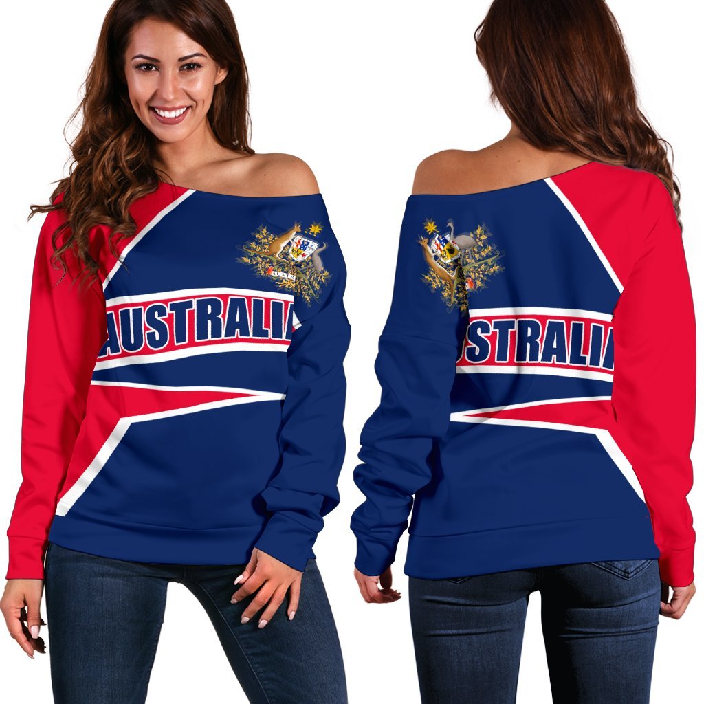 Women's Off Shoulder Sweater - Australian's Pride Ver01 - Vibe Hoodie