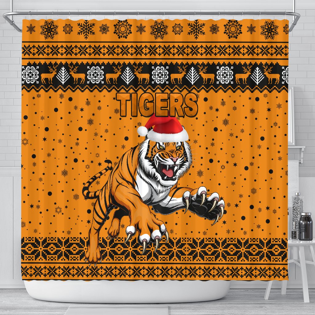 wests-christmas-shower-curtain-tigers-unique-vibes-orange