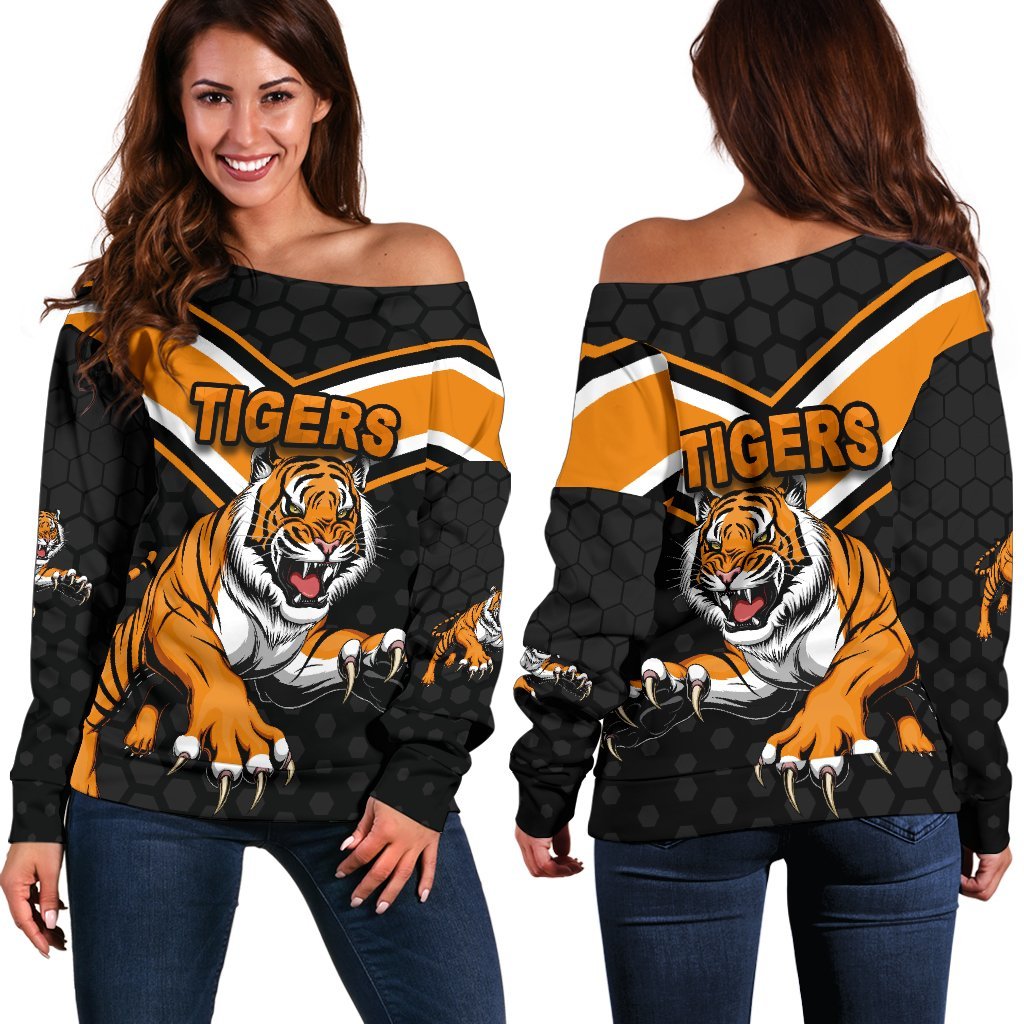 Wests Women Off Shoulder Sweater Tigers - Vibe Hoodie