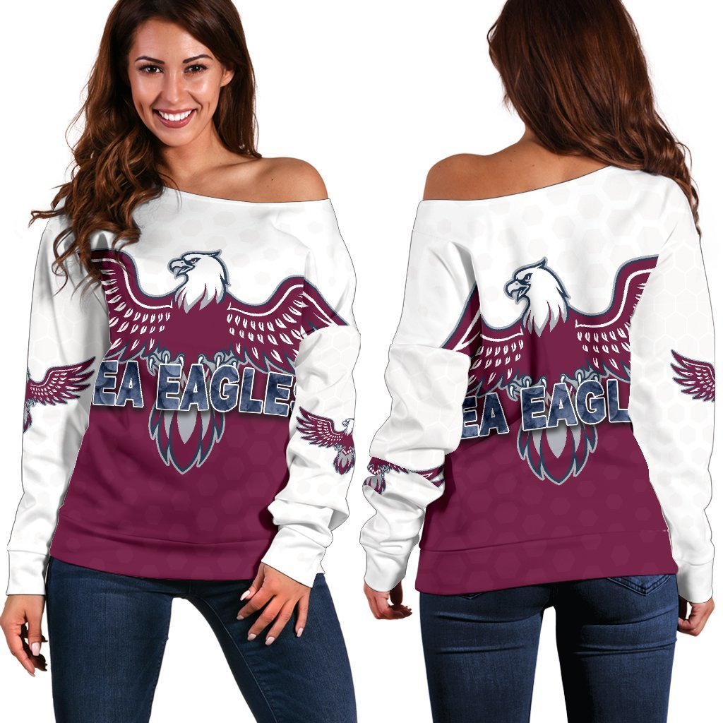 Warringah Women Off Shoulder Sweater Sea Eagles - Vibe Hoodie