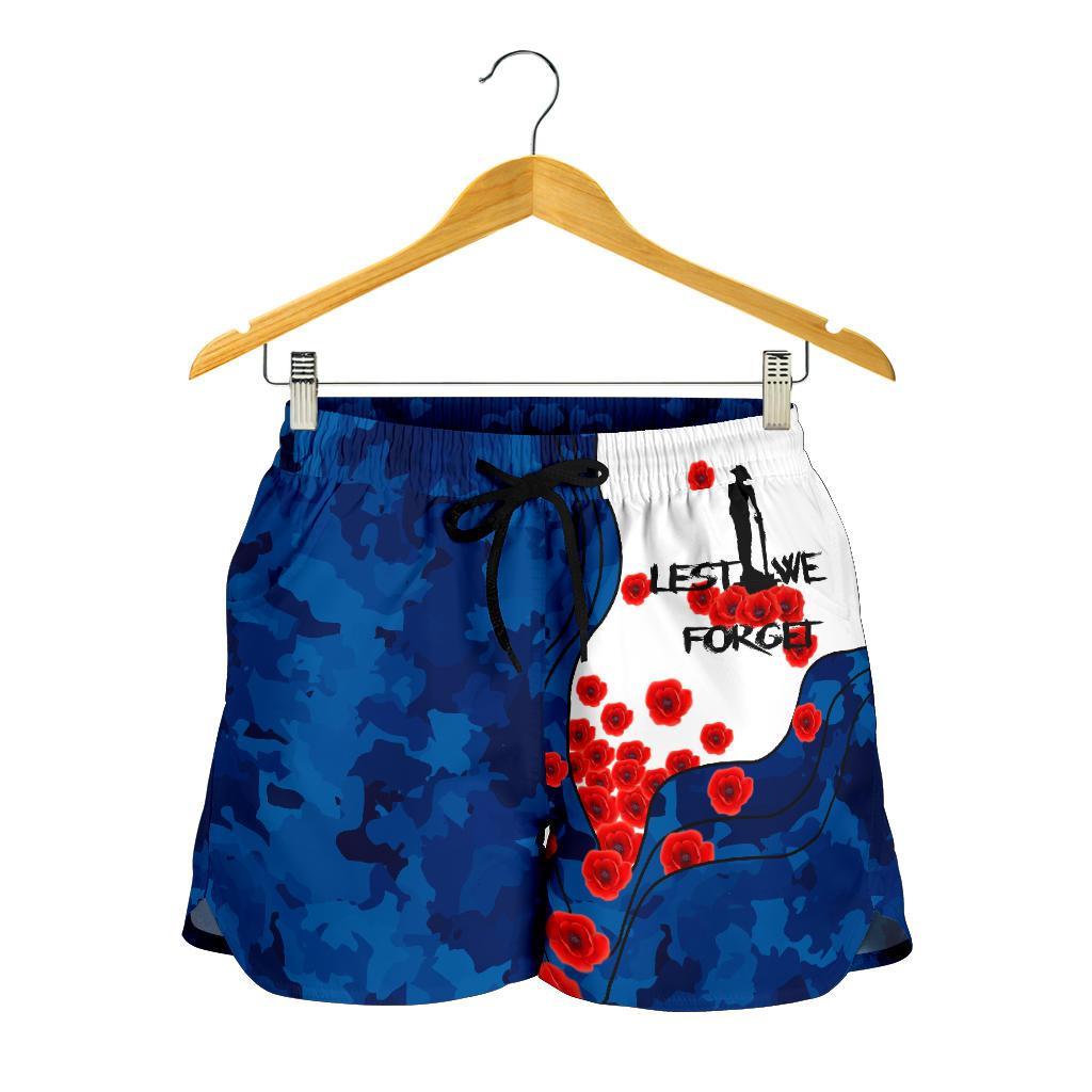 Anzac Lest We Forget Women's Shorts - Australian Flag Blue - - Vibe Hoodie