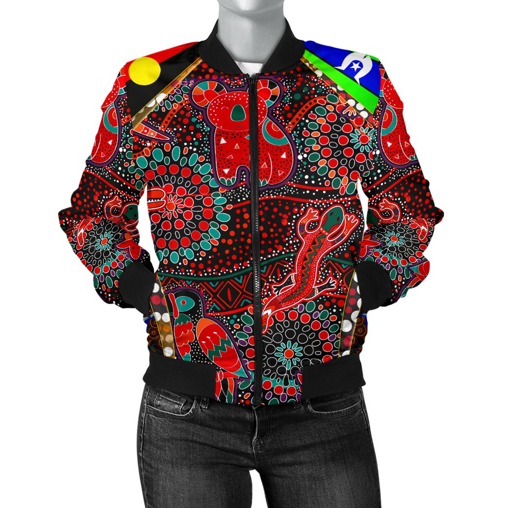 womens-bomber-aboriginal-animal-dot-acrylic-paint