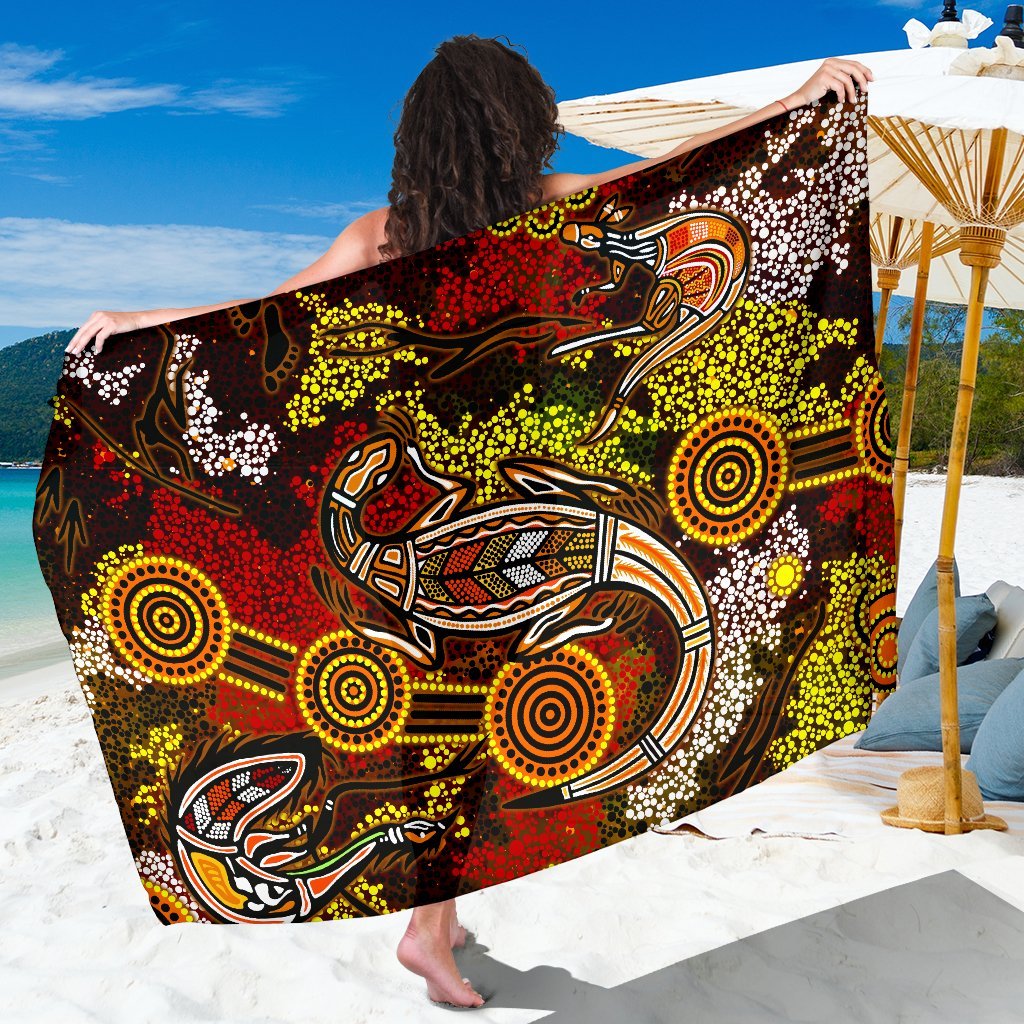 aboriginal-sarong-kangaroo-and-lizard-dot-painting-art