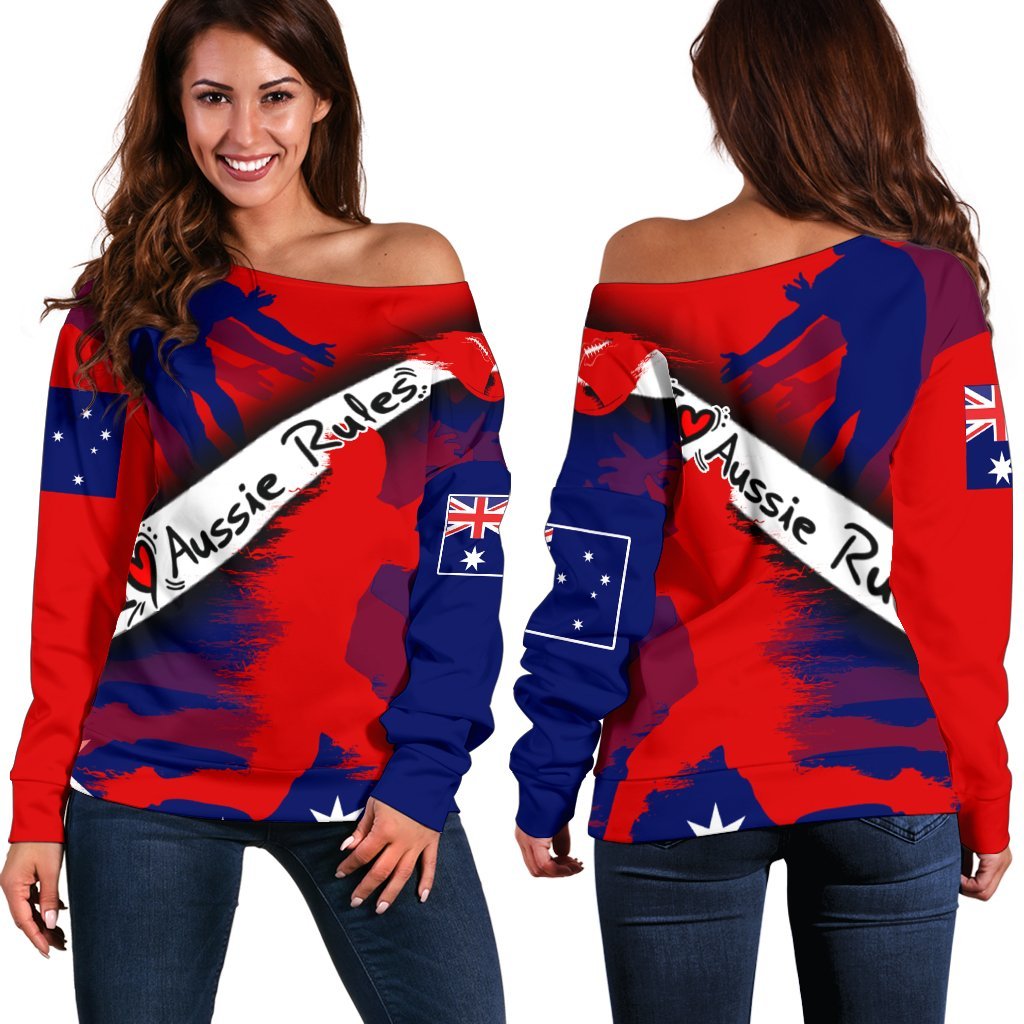 Women's Off Shoulder Sweater - Australian Rules Football - Vibe Hoodie