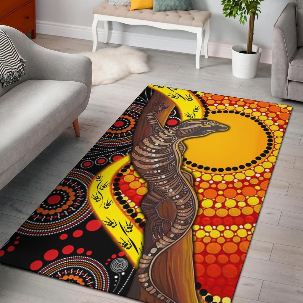 area-rug-australian-aboriginal-dot-painting-sun-and-lizard