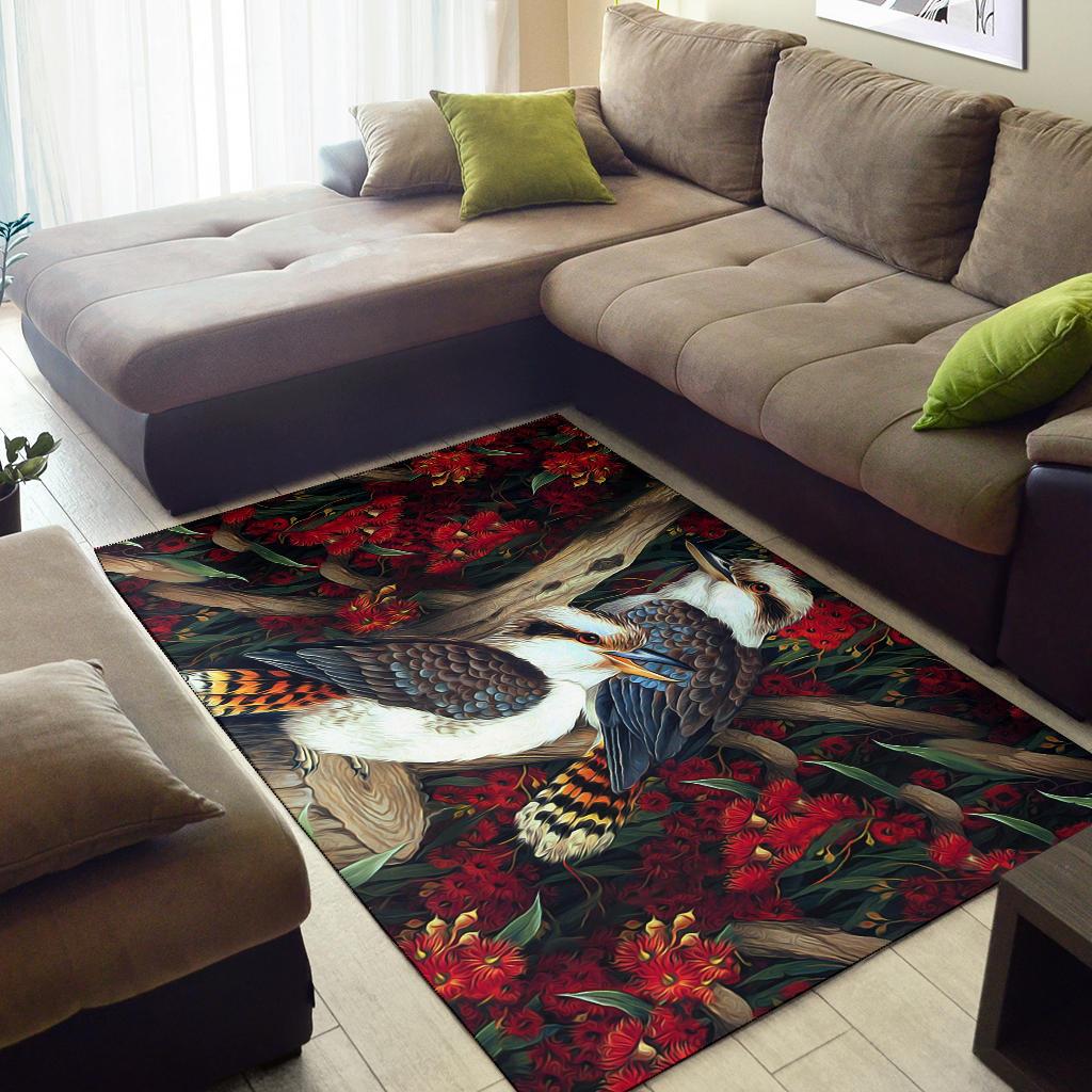 area-rug-kookaburra-rug-waratah-flowers-painting