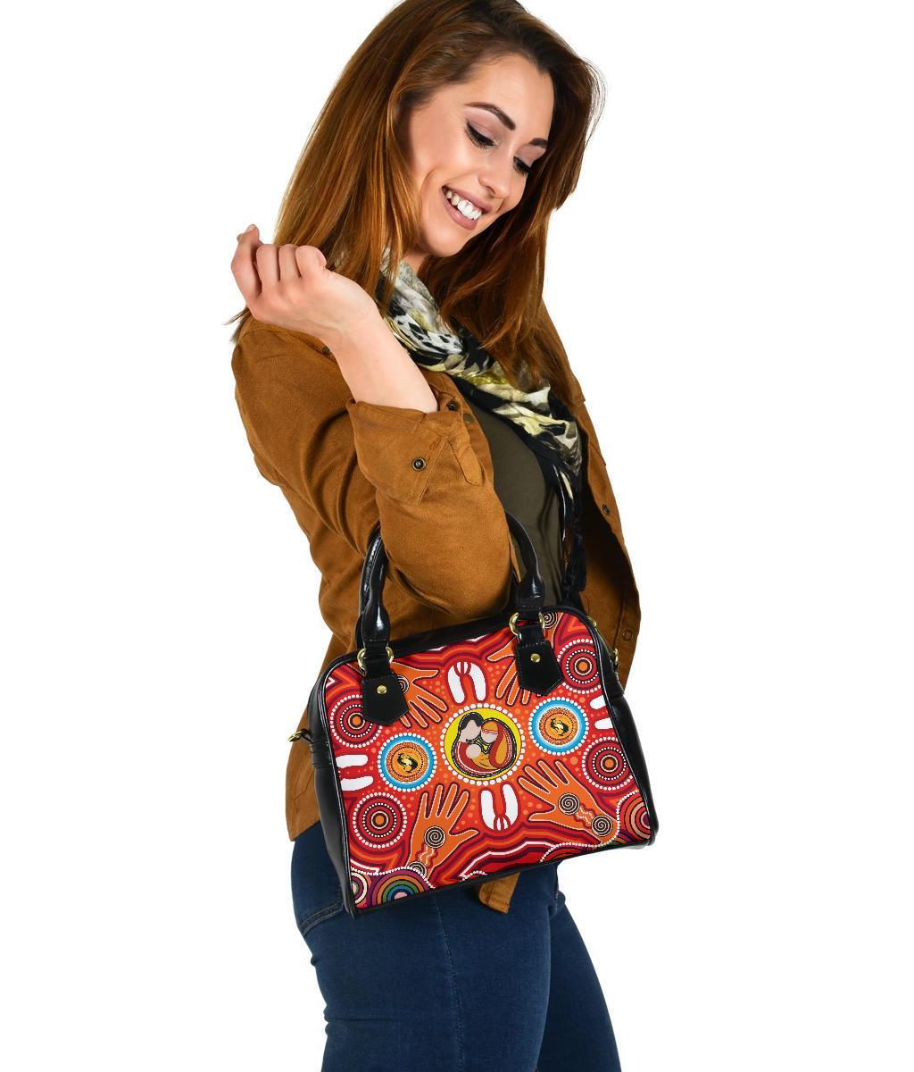 Shoulder Handbags - Aboriginal Family With Dot Painting art - Vibe Hoodie