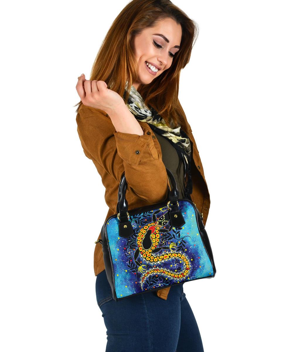 Aboriginal Shoulder Handbag - Indigenous Crocodile - Vibe Hoodie