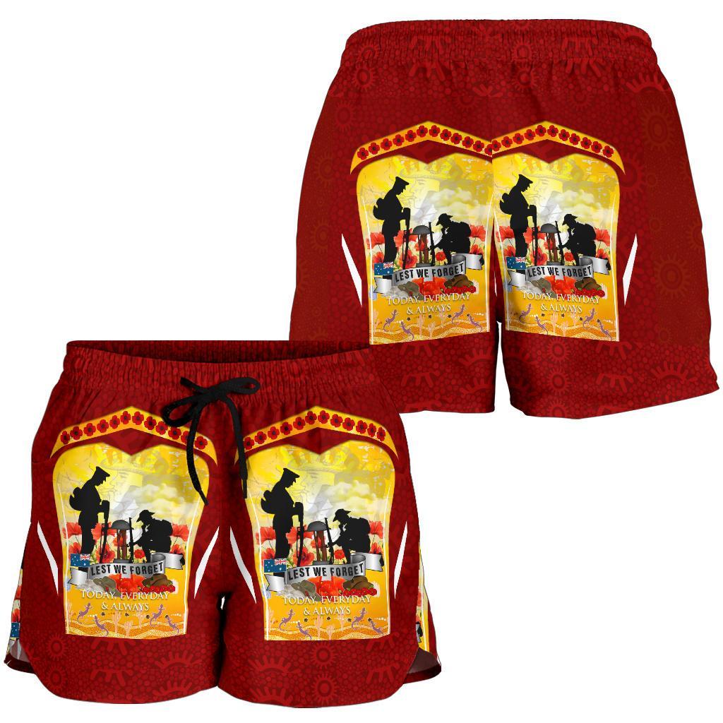 Anzac All Over Print Women's Shorts - Lest We Forget Aboriginal Version - Vibe Hoodie