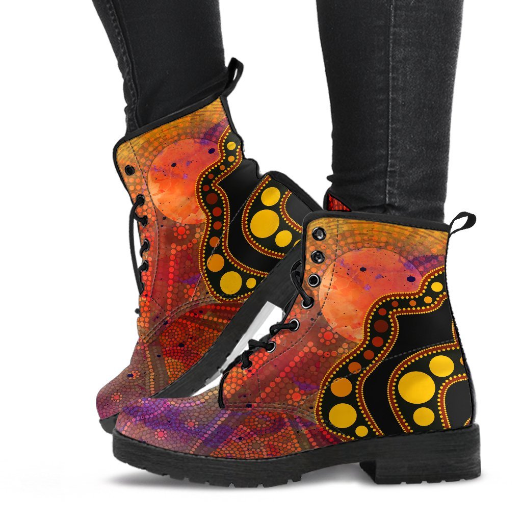 aboriginal-leather-boots-australia-indigenous-flag-circle-dot-painting-art-golden