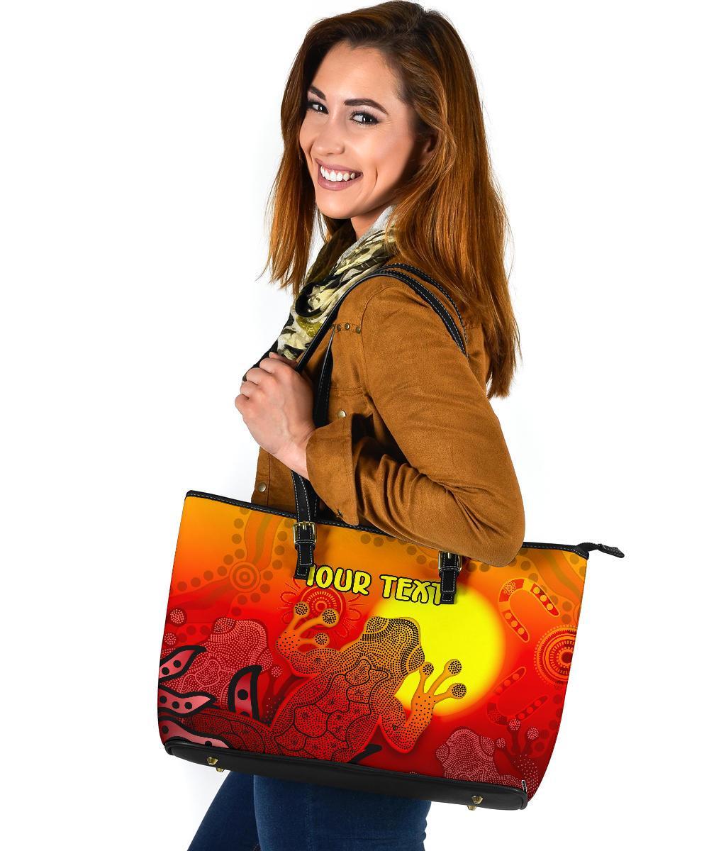 customaboriginal-leather-tote-bag-indigenous-frog-red