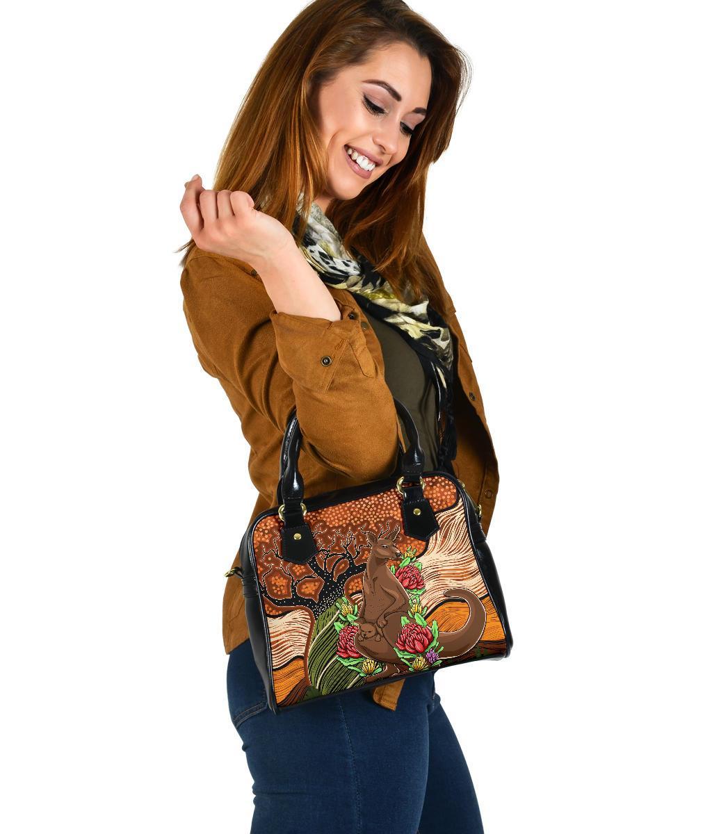 Aboriginal Shoulder Handbag - Kangaroo With Indigenous Tree - Vibe Hoodie