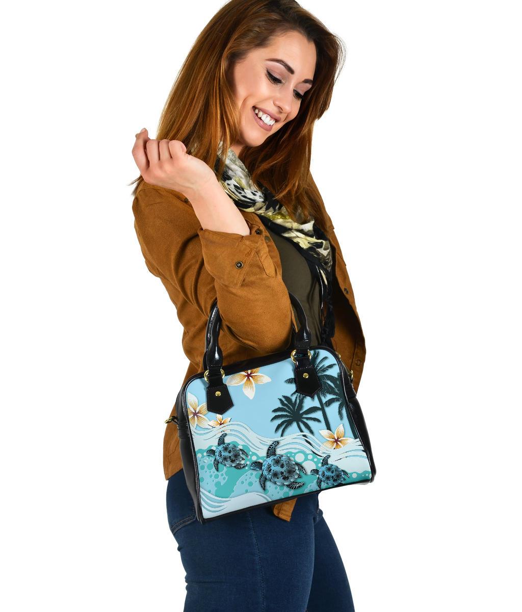 New Zealand Shoulder Handbag - Blue Turtle Hibiscus - Vibe Hoodie