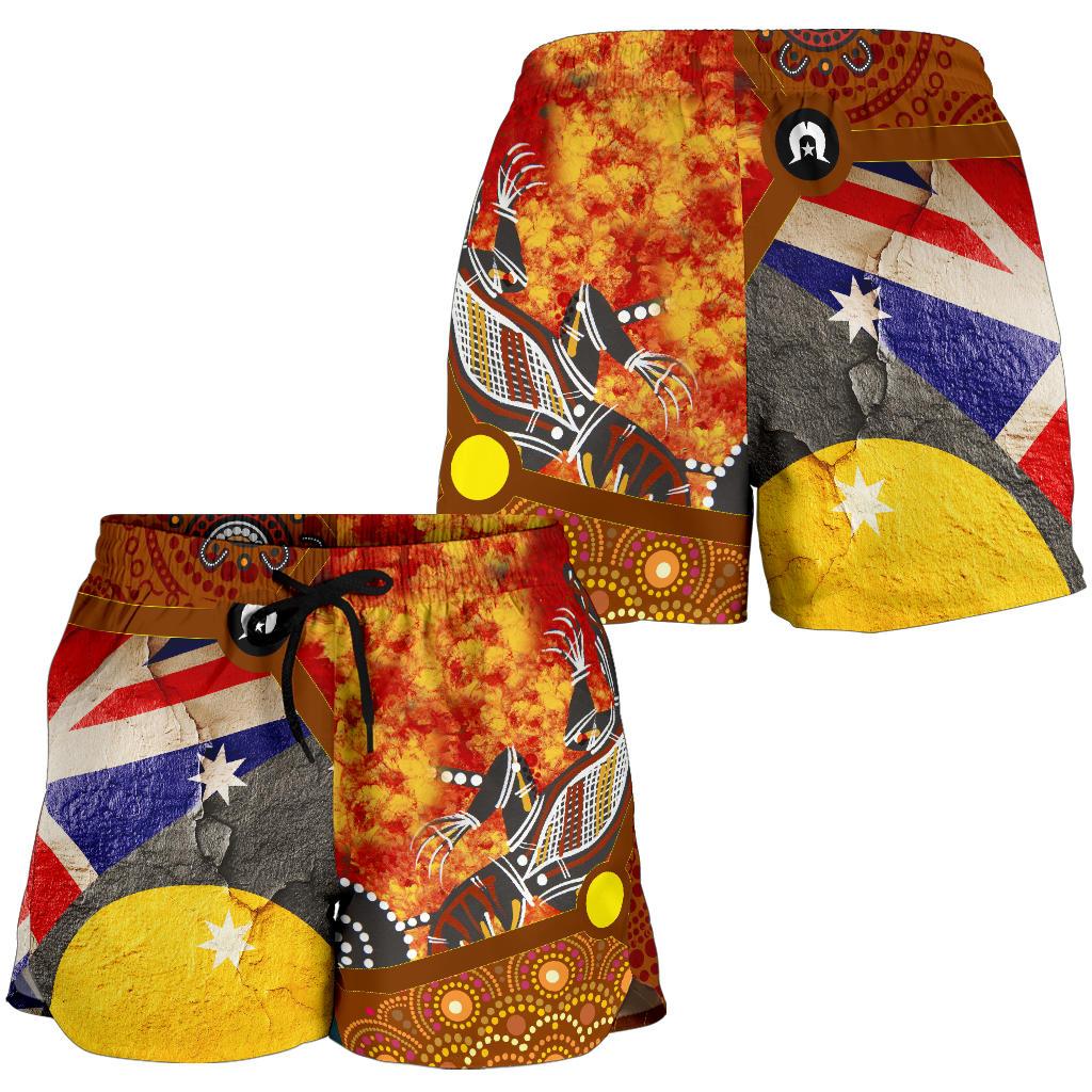 Women's Shorts - Aboriginal Dot Painting & Flags, Crocodile - Vibe Hoodie