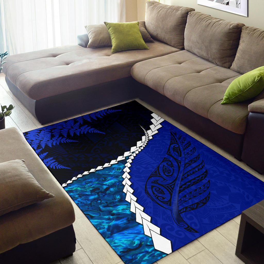 paua-shell-maori-silver-fern-area-rug-cobalt